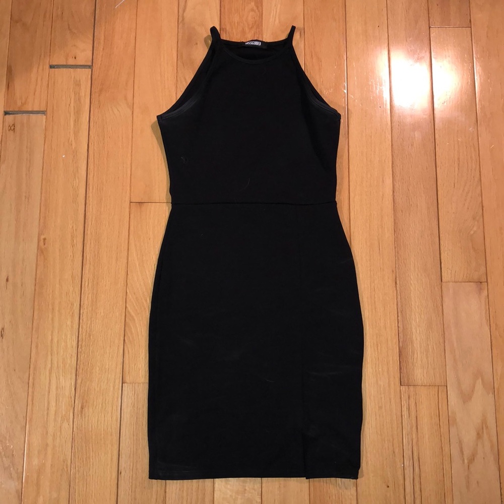 Tight black mini dress